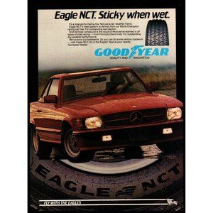 1983 Goodyear Eagle NCT Tires Vintage Print Ad Mercedes SL Coupe Wall Art Photo
